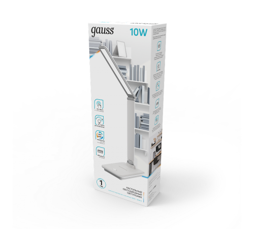 Светильник настольный GTL202 10W 550lm 3000-6000K 170-265V белый диммируемый USB LED 1/8/32  GT2021  Gauss