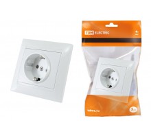 Розетка 2П+З 16А 250В с защ. шт. белая "Лама"   SQ1815-0011  TDM