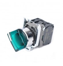 Пер-ль SB4 с подсвет в сборе 22мм 2поз зел с фикс металл 24В DC 1НО+1НЗ  SB4BK123B5  SE