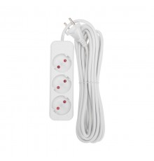 Удлинитель STANDARD 3 гнезда, 5м, 2х1,0мм, б/з, белый  13-4008  REXANT