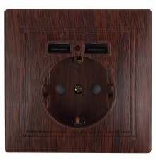 1-410-10 Intro Розетка+USB, IP20, СУ, Plano, венге  Б0043251  Intro