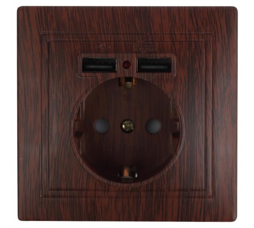 1-410-10 Intro Розетка+USB, IP20, СУ, Plano, венге  Б0043251  Intro