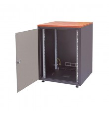 Шкаф напольный WZ-4317-01-02-161 серии SJB,(19"),12U,604x600х500мм,стекл.дверь,черн.(RAL 9005),столешница Calvados,нагр.30кг собр.  36082  Zpas