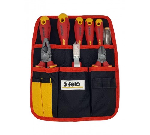 Набор диэлектрических отверток, пасатижи, бокорезы, нож для снятия изоляции, отвертка тестеро, 9 шт  41399504  Felo