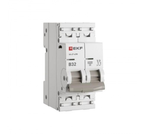 Выключатель автоматический двухполюсный 32А (B) 6кА ВА 47-63N PROxima M636232B  EKF