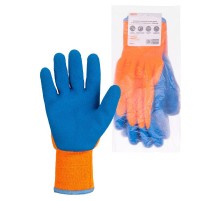 Перчатки плотной вязки акрил с латексным покрытием, "Рельеф", оранж., 11, 10 кл., 140 г, 1 пара,  SQ1016-0220  TDM