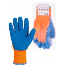 Перчатки плотной вязки акрил с латексным покрытием, "Рельеф", оранж., 11, 10 кл., 140 г, 1 пара,  SQ1016-0220  TDM
