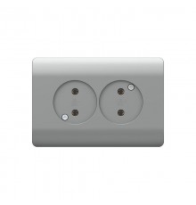 Розетка б/з со шторками двойная, 16А, серебряный(NEW3-E)  431421  CHINT