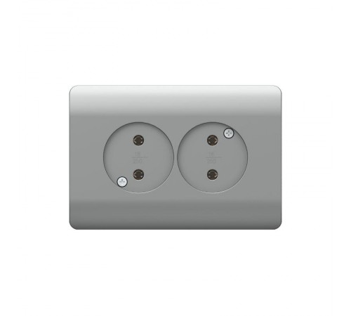 Розетка б/з со шторками двойная, 16А, серебряный(NEW3-E)  431421  CHINT