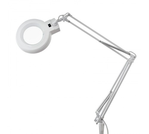 Лупа на струбцине , круглая, 5D, с подсветкой, белая  31-0011  REXANT