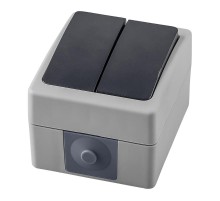 PSW10-121-54 Выключатель 2-клавишный, 250В,10А, IP54, серия Велена, серый/графит  32753  STEKKER