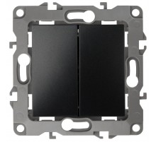 Переключатель ЭРА Серия 12 12-1112-05 перекрёстный двойной, 10АХ-250В, антрацит   Б0065297  ЭРА