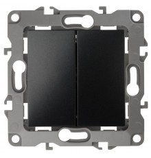 Переключатель ЭРА Серия 12 12-1112-05 перекрёстный двойной, 10АХ-250В, антрацит   Б0065297  ЭРА