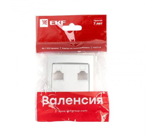 Валенсия лицевая панель розетки RJ-45 2-местная сталь EKF PROxima   ESK02-L-035-30   EKF