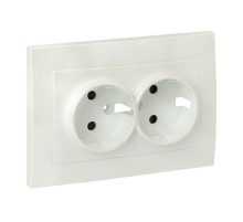 Валенсия лицевая панель розетки 2-местной с/з 16А жемчуг с защ. штор. EKF PROxima   ESR16-L-128-50   EKF