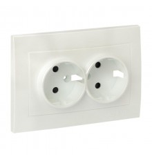 Валенсия лицевая панель розетки 2-местной с/з 16А жемчуг с защ. штор. EKF PROxima   ESR16-L-128-50   EKF
