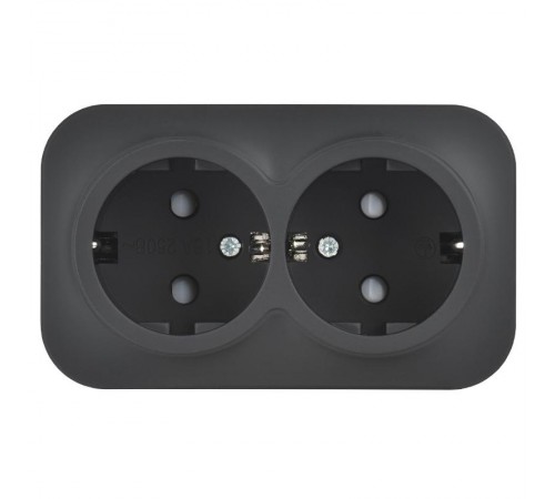 GLORY Розетка 2-местная с з/к/ш о/у 16А РСш22-3-ХЧм черный матовый  ERH24-K02M-16  IEK