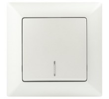 Выключатель Intro Solo 4-102-06 одноклавишный с подсветкой, 10А-250В, IP20, СУ, перламутр  Б0053568  Intro