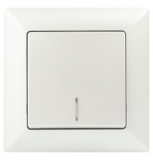 Выключатель Intro Solo 4-102-06 одноклавишный с подсветкой, 10А-250В, IP20, СУ, перламутр  Б0053568  Intro