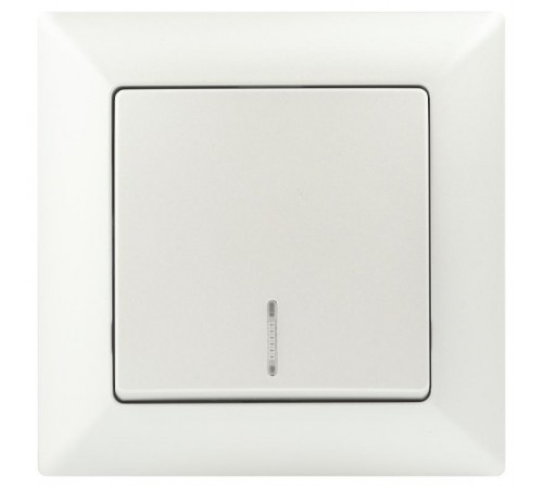 Выключатель Intro Solo 4-102-06 одноклавишный с подсветкой, 10А-250В, IP20, СУ, перламутр  Б0053568  Intro