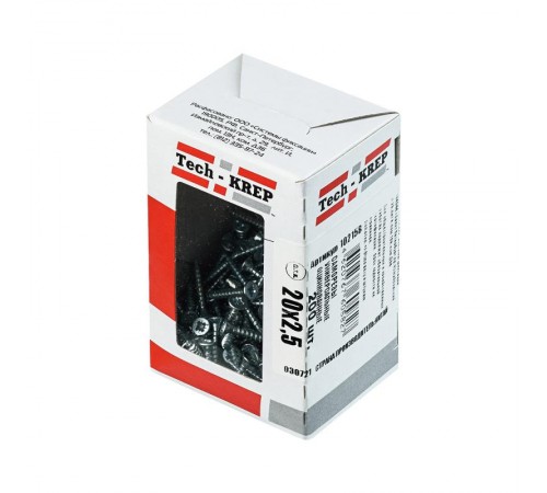 Саморезы универсальные 20х2,5 мм (200 шт) оцинкованные - коробка с окном ( 0,103 кг)  102158  Tech-KREP