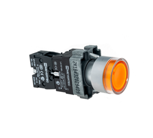 Кнопка с LED подсветкой, желтая, 24V AC/DC, 1NO, мет. MTB2-BW3561  58204  ОВЕН