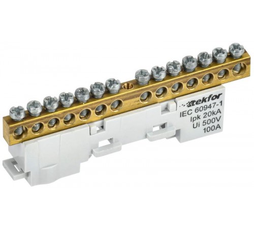 TEKFOR Шина L "фаза" неизолированная на универсальном держателе 6х9-14-Ср  TF-NN10-14-DL-K03  IEK