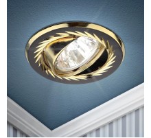 Светильник точечный встраиваемый под лампу KL6A 50Вт MR16 черный металл/золото литой  C0043675  ЭРА