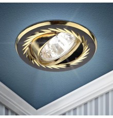 Светильник точечный встраиваемый под лампу KL6A 50Вт MR16 черный металл/золото литой  C0043675  ЭРА