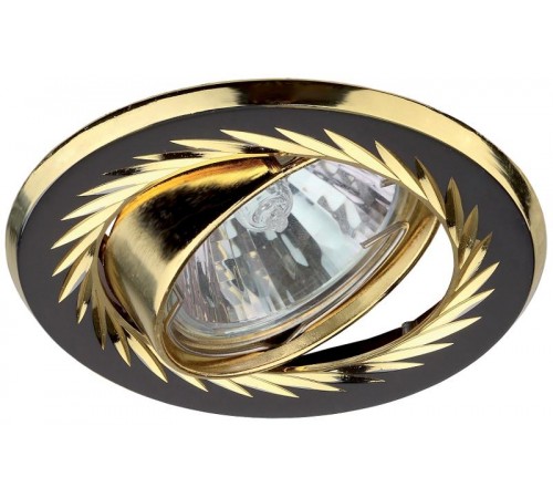 Светильник точечный встраиваемый под лампу KL6A 50Вт MR16 черный металл/золото литой  C0043675  ЭРА