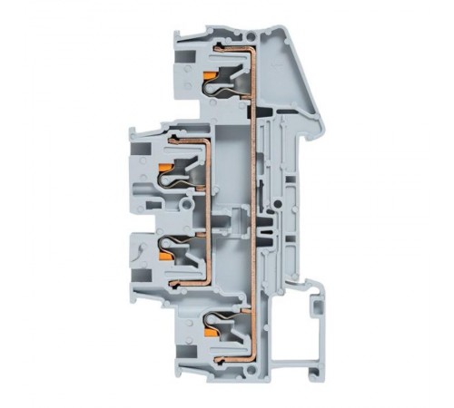 Клеммная колодка пружинная двухуровневая 4 Push-in серая PIT-4-double  EKF