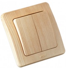 Выключатель скрытой установки, двухклавишный, цвет сосна  ВС10-351-02  HEGEL