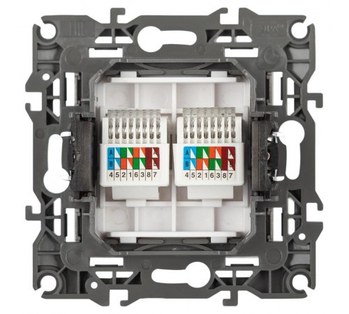 Розетка ЭРА Серия 12 12-3108-16 информационная двойная 2XRJ45, титан   Б0065665  ЭРА