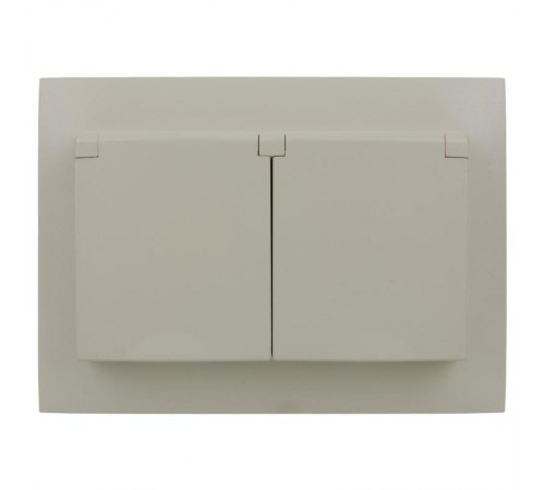 SKANDY Розетка 2-местная с кр. 16А в сб IP44 SK-R12B бежевый  SK-R26-16-44-K10-F  IEK
