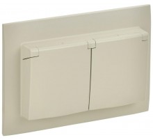 SKANDY Розетка 2-местная с кр. 16А в сб IP44 SK-R12B бежевый  SK-R26-16-44-K10-F  IEK