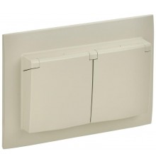 SKANDY Розетка 2-местная с кр. 16А в сб IP44 SK-R12B бежевый  SK-R26-16-44-K10-F  IEK