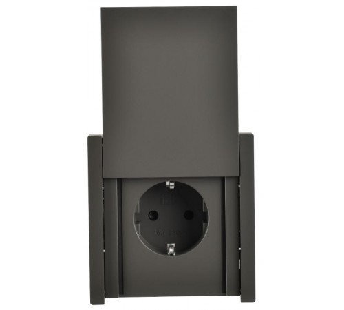 FORTE&PIANO Розетка с заземлением, со шторками, с крышкой безвинтовое крепление 16А IP44 FP319 серый  FP-R16-16-1-44-K03  IEK
