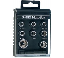 Набор метрических головок с адаптером 50мм с 1/4" на E6,3 в кейсе, 9шт  05798106  Felo