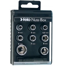 Набор метрических головок с адаптером 50мм с 1/4" на E6,3 в кейсе, 9шт  05798106  Felo