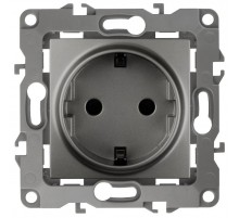 Розетка 12-2101-12 с заземлением, 16АХ-250В,  графит  Б0019319  ЭРА