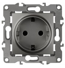 Розетка 12-2101-12 с заземлением, 16АХ-250В,  графит  Б0019319  ЭРА