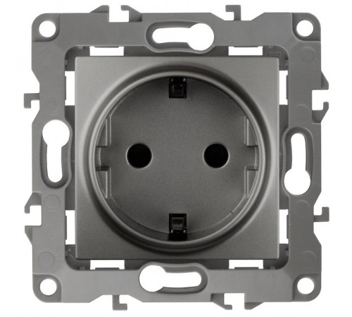 Розетка 12-2101-12 с заземлением, 16АХ-250В,  графит  Б0019319  ЭРА