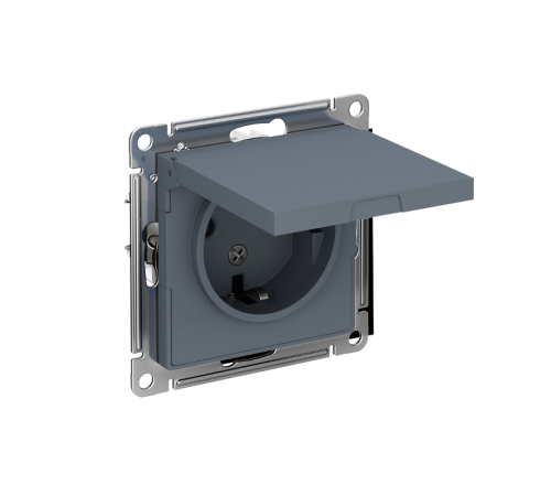 AtlasDesign Грифель Розетка с заземлением, со шторками с защ крышкой IP20 16А  ATN000746  SE