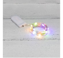 Гирлянда Роса с крупными каплями 2 м, 20 LED, цвет свечения мультиколор, 2хCR2032 в комплекте, тонкий батарейный блок  302-009  NEON-NIGHT