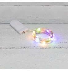 Гирлянда Роса с крупными каплями 2 м, 20 LED, цвет свечения мультиколор, 2хCR2032 в комплекте, тонкий батарейный блок  302-009  NEON-NIGHT