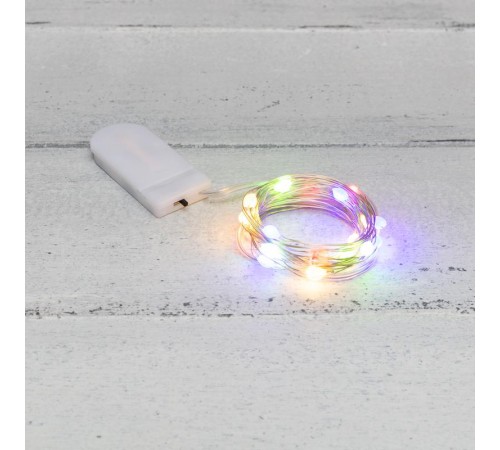 Гирлянда Роса с крупными каплями 2 м, 20 LED, цвет свечения мультиколор, 2хCR2032 в комплекте, тонкий батарейный блок  302-009  NEON-NIGHT
