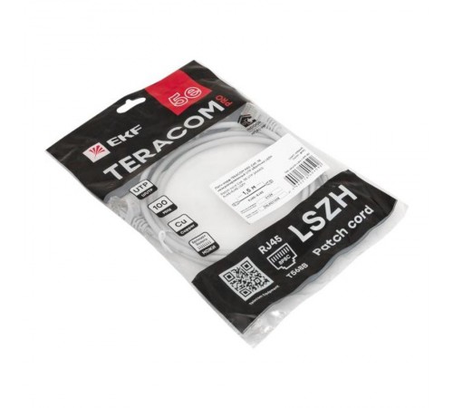 Патч-корд TERACOM PRO Cat.5E неэкранированный UTP оболочка LSZH серый (1,5м)  TRP-5EUTP-LSH-1.5M-GY  EKF