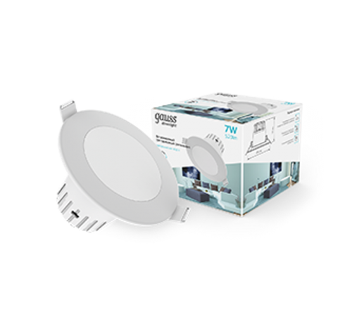Светильник светодиодный встраиваемый круглый белый, 7W, 520 Lm LED 4100K  946411207  Gauss