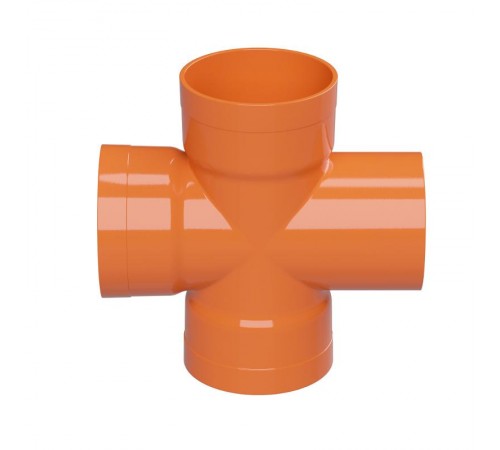Крестообразное соединение для двустен. труб. 90 град.. полипропилен. желтый. д.63  022063  DKC
