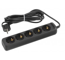 Удлинитель электрический UX-5e-5m-B с заземлением 5 розеток 5 м ПВС 3х0,75мм2 10А черный  Б0057726  ЭРА